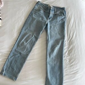 Light Blue Denim straight leg Jeans Abercrombie with detail used once mid rise